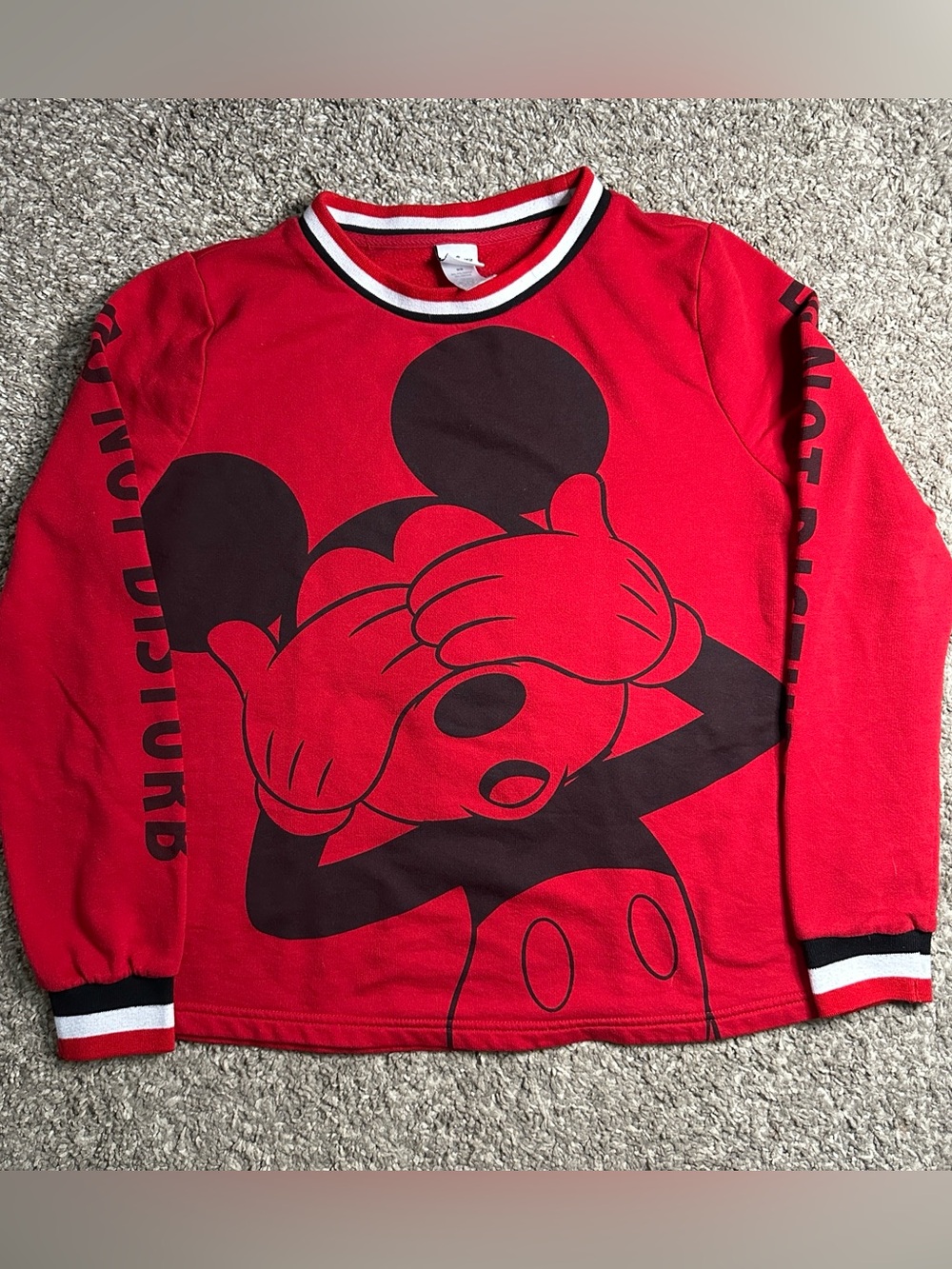 Disney Red & Black Mickey Graphic Hoodie-Style Long Sleeve